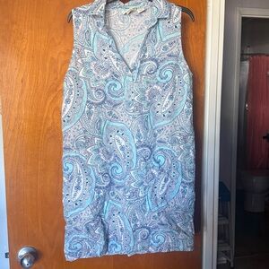 Cynthia Rowley Blue and White Paisley Linen Dress